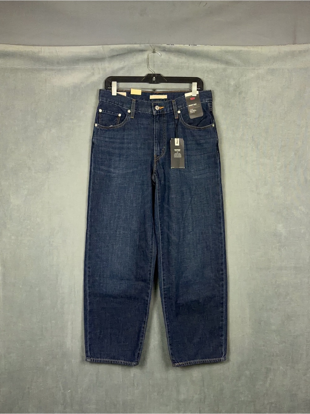 Levis Baggy Dad Jeans Womens Size 29x30 Dark Wash Linen Blend 90s Look NWT